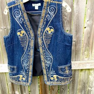 Coldwater Creek Embroidered Denim Vest